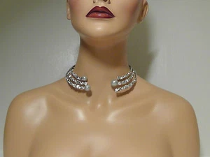 Alexis Bittar Rhodium Plated Pearly Stacked Hinge Collar Necklace*****NEW***** - Picture 1 of 10