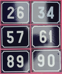 Large blue vintage French house numbers enamel on steel 19 to 99 new old stock - Picture 1 of 53