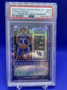2020 Panini Contenders Tyrese Maxey Blue Shimmer RC Auto /15 FOTL PSA 9 Pop 1 UK - Picture 1 of 4
