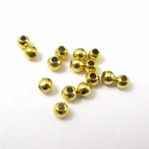 Vermeil, 18K Gold Plated 2mm Smooth Round Beads,Gold Spacer (Sold Per 50 Pieces) - Picture 1 of 2