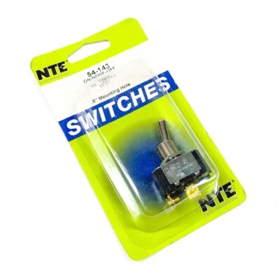 54-143 NTE ON-NONE-OFF Toggle 6A. 125VAC, SPST, .5" Mounting Hole  Foto 1 de 3