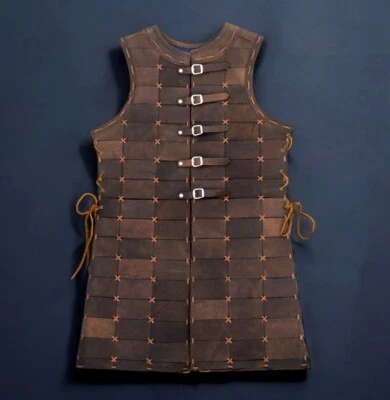 Armadura Brigandine de cuero marrón guerrero vikingo para Larp y armadura de cosplay Foto 1 de 4