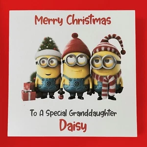 Personalisierte Minions Weihnachtskarte Sohn Tochter Enkel Enkelin Kinder - Bild 1 von 5