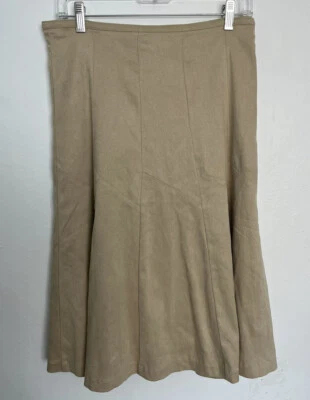 Dialogue Womens Skirt Size 10 Beige Faux Suede Washable Side Zipper - Image 1 of 4