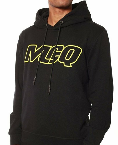 Felpa con cappuccio media nuova con etichette autentica Alexander McQueen verde chiaro stampa McQ nera nuova con etichette