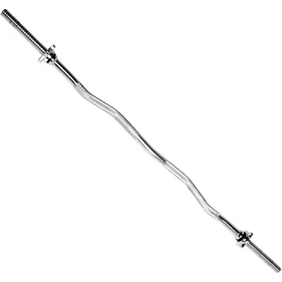 CAP Barbell 47-Inch Standard Curl Bar, Chrome  Threaded ends Solid W/ Spin Locks - Image 1 of 3