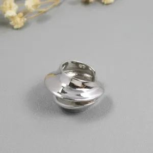SINGLE Modernist Sculptural Curves Sterling Silver Earring Ear Cuff Non Piercing - Picture 1 of 10