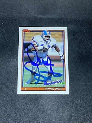 Dennis Smith 1991 Topps #556 Denver Broncos USC Auto Autographed Signed NFL Card - Image 1 of 3