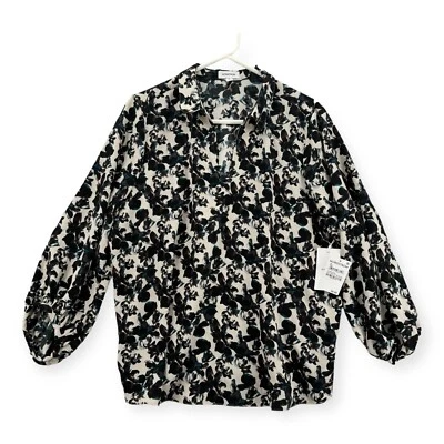 Nordstrom Топ женщин XL 3/4 рукав цветочный блузка Flowy низкий V шеи новый - Изображение 1 из 4