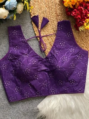 Blusa Saree pronta designer Sari Choli indiana vestido de festa Bollywood - Imagem 1 de 4