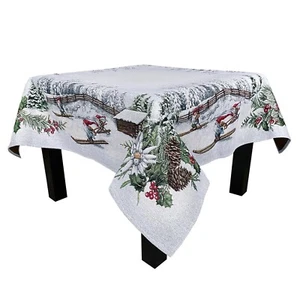 Tela de cubierta de mesa azul plateada para mantel de Navidad pequeño - Imagen 1 de 12