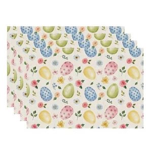 Eggs Flowers Easter Placemats Set of 4 Cloth Table Mats 12 x 18 Inch Party Ho... - Picture 1 of 5