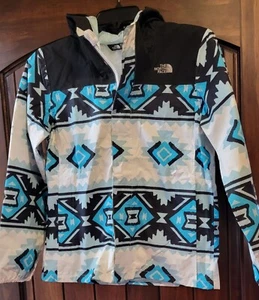 The North Face Jacket Kids Youth Large 14 16 Blue White Zip Aztec Native Wind - Picture 1 of 3
