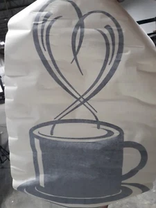 Coffee Cup Heart Design Kitchen Vinyl Wall Sticker 16 x 24 - Picture 1 of 5