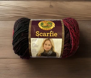 Lion Brand SCARFIE Yarn CRANBERRY/BLACK #205 *PARTIAL 4.75 oz.* - Picture 1 of 9
