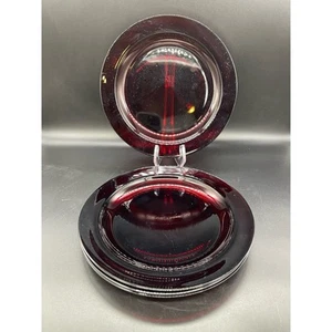 Arcoroc Ruby Red Set of 4 Dinner Plates Made in France - Picture 1 of 7