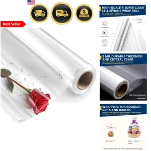 Zellophan Verpackung Rolle klar 16 Zoll x 100 Fuß für Geschenkkörbe Blumen Handwerk 3 Mil - Bild 1 von 9