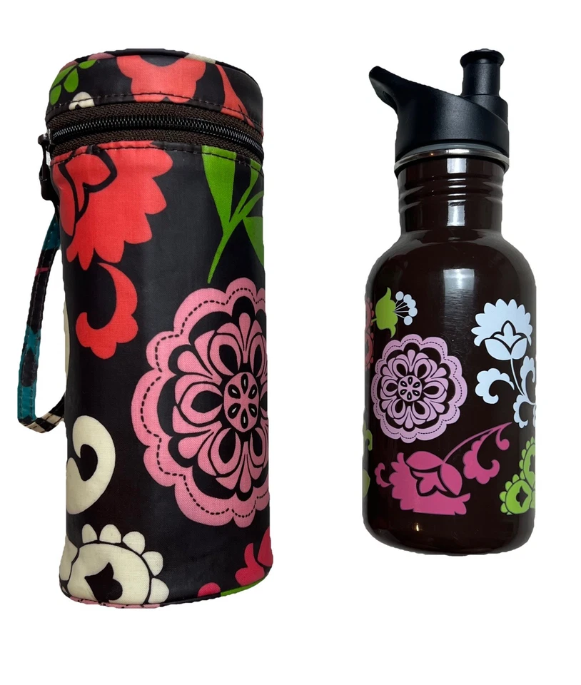 Carrito de biberón aislado Vera Bradley y biberón de agua patrón marrón Lola Foto 1 de 4