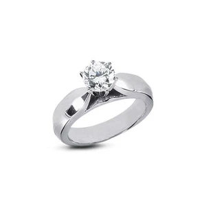 Anillo de compromiso solitario de oro de 14 k con diamantes naturales redondos certificados I VS2 1/3 quilate - Imagen 1 de 9