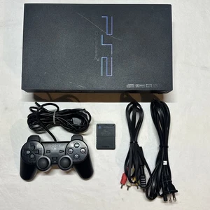 Consola Sony PlayStation 2 PS2 Fat - Negra Con Cables Controlador Tarjeta de Memoria - Imagen 1 de 6