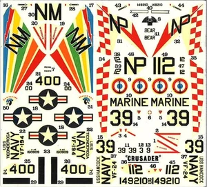 VOUGHT F-8E/E (FN)/J CRUSADER 1/72 DECALS DA KIT HELLER - 137x124mm ca. - Picture 1 of 1