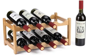 Wine Rack 8 Bottle 2-Tier Eco-Friendly Bamboo Wine Storage Easy-Assembly Space-S - Picture 1 of 12