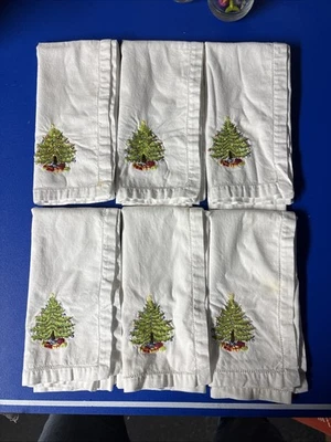 Lote De 6 Servilletas De Colección Bordadas A Mano Árbol De Navidad Tejedores Windham Foto 1 de 4