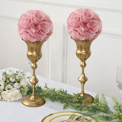 2 MAUVE 7" Silk Roses Flowers Kissing Balls Wedding Events Centerpieces - Image 1 of 4