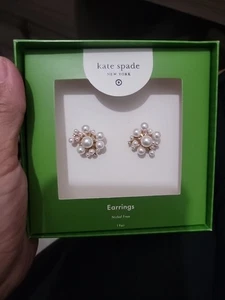 Kate Spade For Target Pearl Cluster Stud Earrings - White/Gold - New - Picture 1 of 6