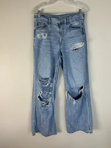 American Eagle Super High Rise Baggy Wide Leg Denim Jeans Gr. 6 helle Waschung - Bild 1 von 4