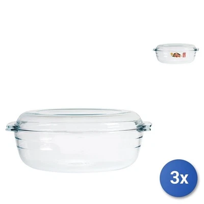 3X Casseroles Ovales Avec Couvercles Ocuisine Litres 3 Transparentes Pyrex - Photo 1/3
