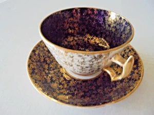 Staffordshire House England Tea Cup & Saucer Black/ Gold Vintage - Imagen 1 de 6