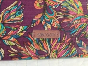 Cartera Sakroots Artista Círculo Borgoña Rojo Lona Espíritu Pájaro Tarjetas Plegable - Imagen 1 de 12