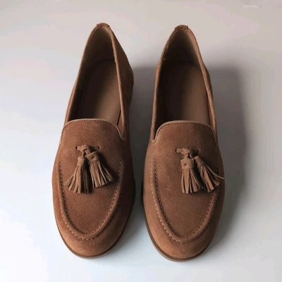 Nuevo Naturalizer 8.5W Santana Inglés Té Gamuza Cuero Marrón Mocasines Anchos Planos Foto 1 de 4