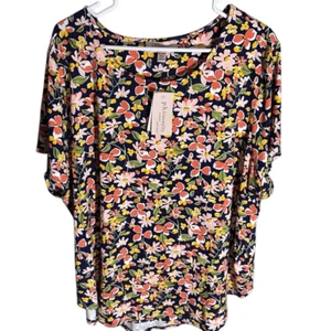 Philosophy Mujer Talla 3X Top Manga Corta Azul Melocotón Floral Nuevo con Etiquetas (Zd) - Imagen 1 de 5