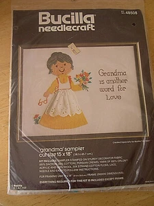 Vintage Bucilla Grandma Sampler Needlecraft Kit 48508 - Picture 1 of 3