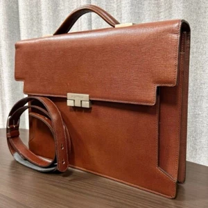 LE TANNEUR Briefcase Business Shoulder Bag Leather in Brown USED Good Condition! - Picture 1 of 18