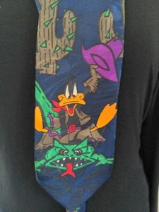 Vintage 1994 Davenport “Daffy Duck” Riding Alligator Cowboy Style Neck Tie - Bild 1 von 3