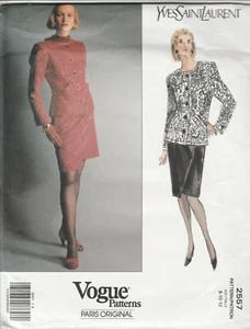 1990 Vintage Vogue Sewing Pattern 2557 Yves Saint Laurent Skirt Jacket UNCT 8-10 - Picture 1 of 1