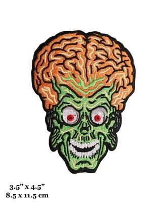 Mars Attacks Martian Alien Head Embroidered Iron On Patch - Image 1 of 2