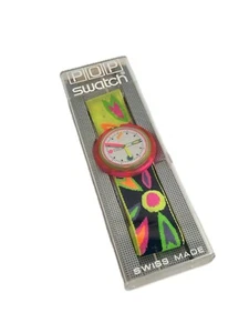 Swatch Pop Micro Garden 46,5mm Rubber Band 1992 Vintage Wristwatch (S-049) - Picture 1 of 6