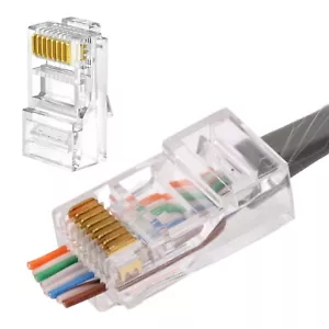 Cat6 RJ45 Pass Through Ends Connector Modular Plug Newwork Ethernet Cable Kit - Picture 1 of 8
