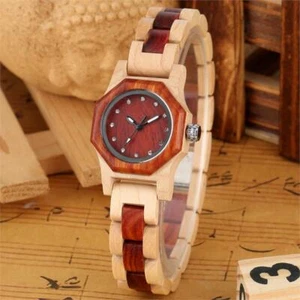 Orologio Moda Donna Casual Cassa Ottagonale Legno Naturale Bamboo Quarzo Orologi - Foto 1 di 12