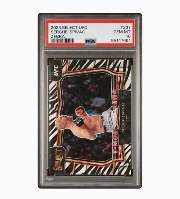 2023 Panini Select UFC Serghei Spivac Octagonside Zebra Prizm SSP PSA 10 POP 1 - Image 1 of 4
