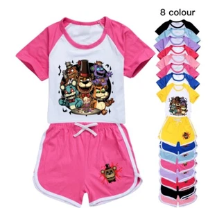 Boys Girls Five Night At Freddy's T-shirt Shorts Set PJ'S Loungewear Tracksuits - Picture 1 of 17