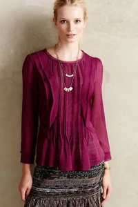 Anthropologie Thistleberry Blouse by HD in Paris - Sz 00P, 2P, 0 (Berry Pink) - Picture 1 of 11