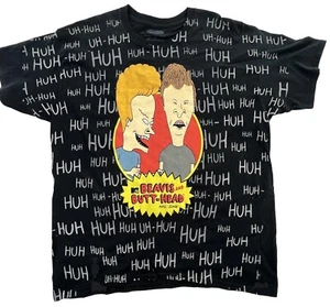 Beavis And Butthead HUH HUH T-Shirt Men’s Medium MTV All Over Print AOP - Picture 1 of 14