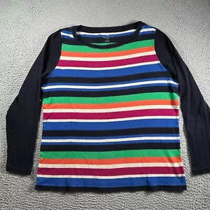 Talbots T Shirt Womens Plus 1x Boat Neck Multicolor Striped Long Sleeve Casual - Picture 1 of 11