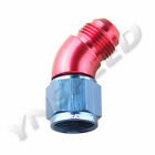 An-8 To 8An 45 Deg Female To Male Full Flow Fuel Oil Fitting Adapter Red/ Blue