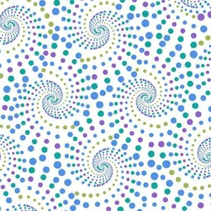 Tela de algodón con espirales de punto mareado ""Horsen Around"" cuarto graso - blanca - Imagen 1 de 2
